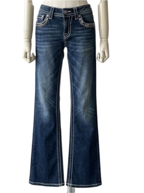 Miss Me Denim - Miss Me Signature Boot Women's Blue  Jeans Embroidered Sequins Size 28/33